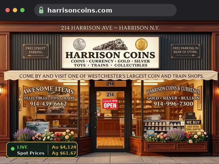 Harrison Coins & Currency e-commerce website