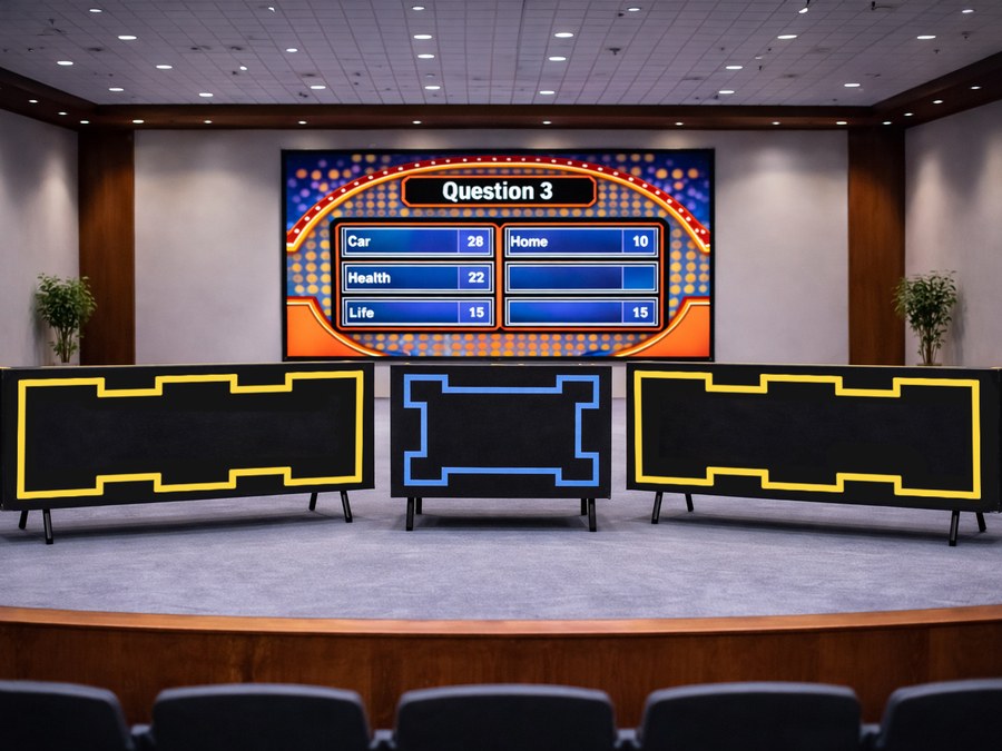 Family Feud live set tables