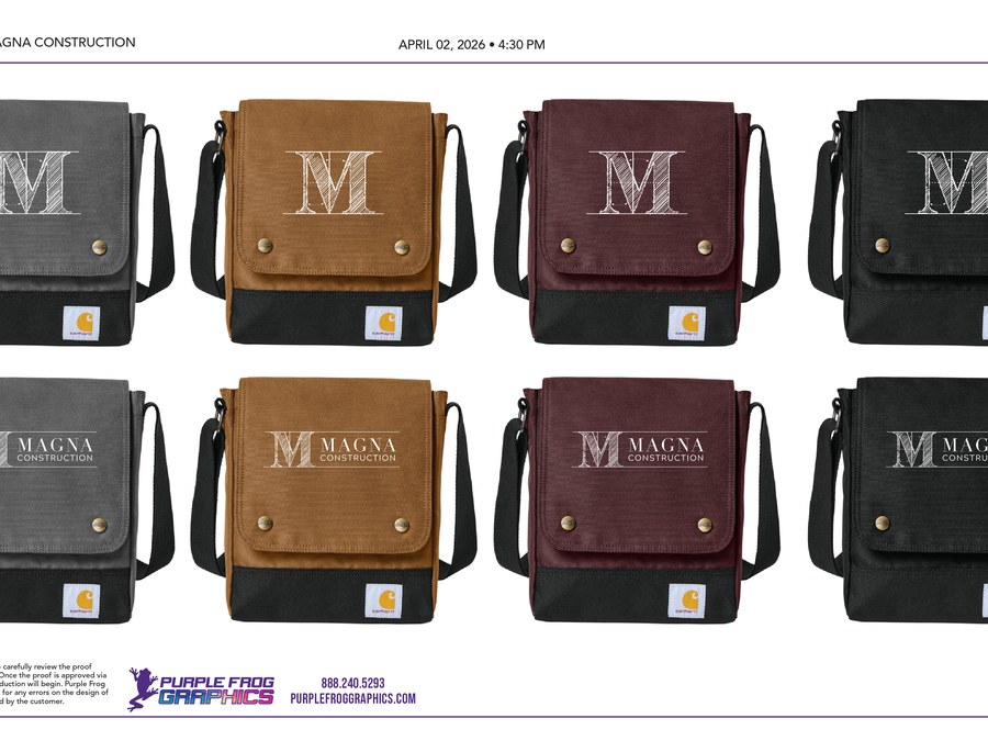 Magna Construction branded messenger bags