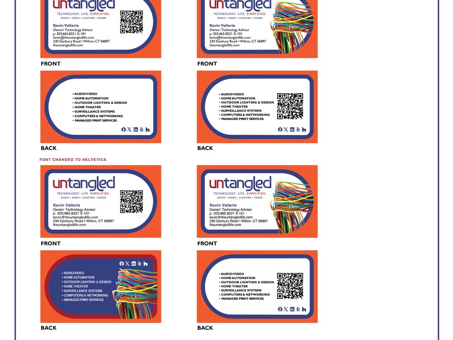 Untangled die-cut business cards